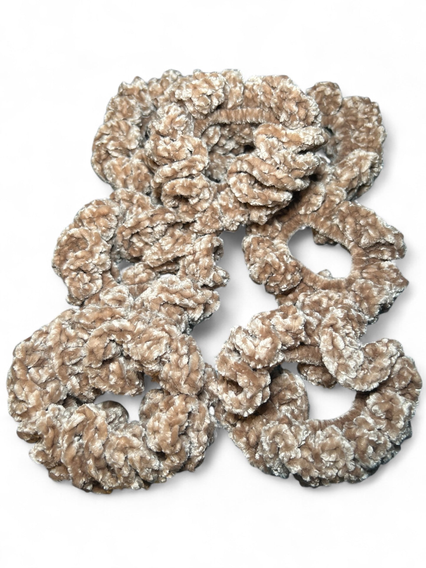Crocheted Velvet scrunchie Mushroom