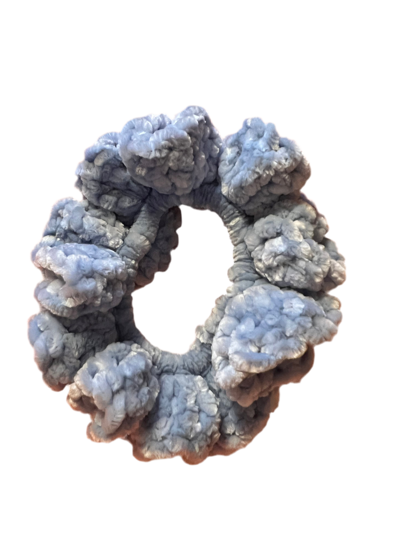Crocheted Velvet Scrunches Sky Blue