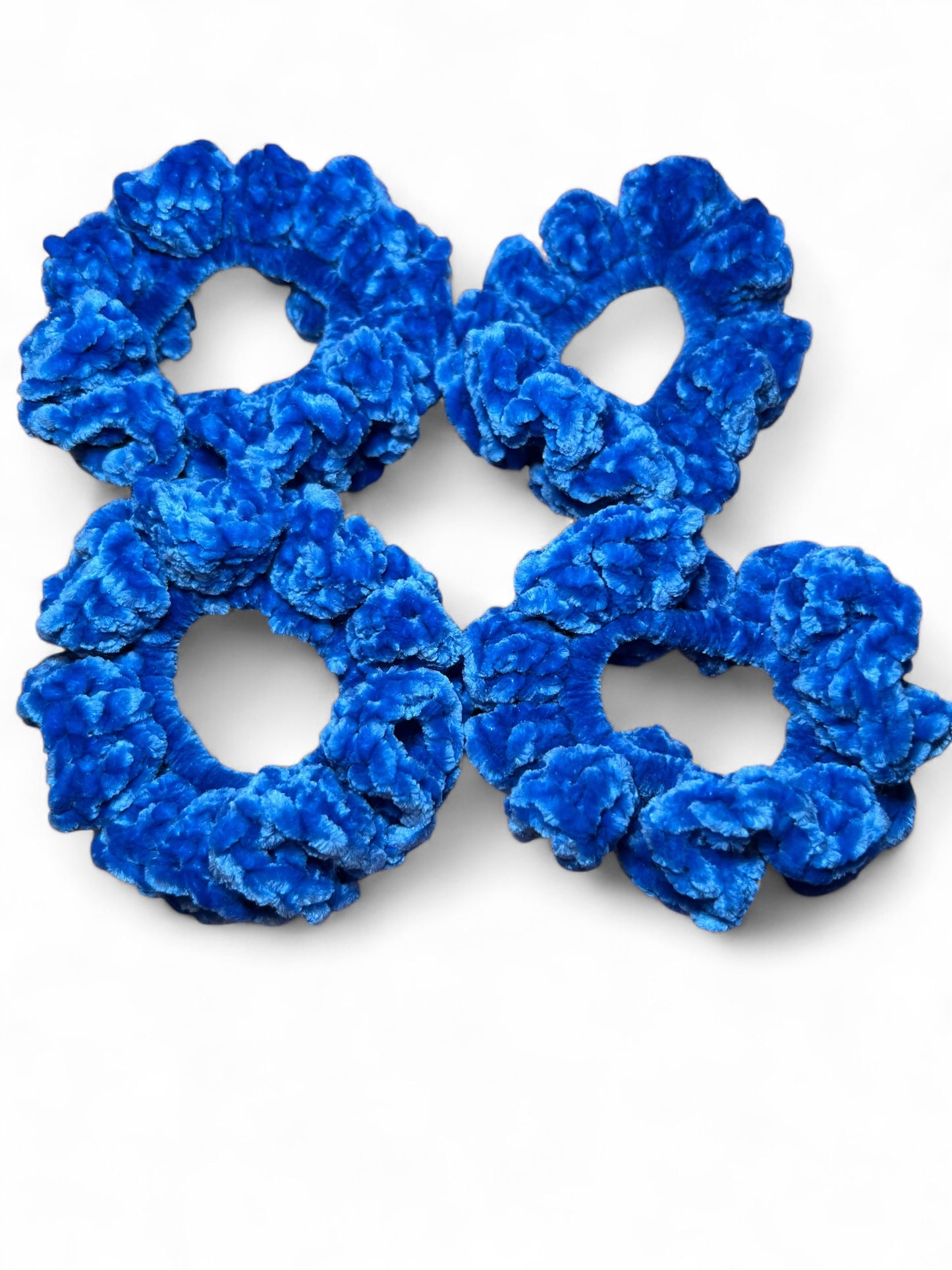 Crocheted Velvet Scrunchie Nautical Blue
