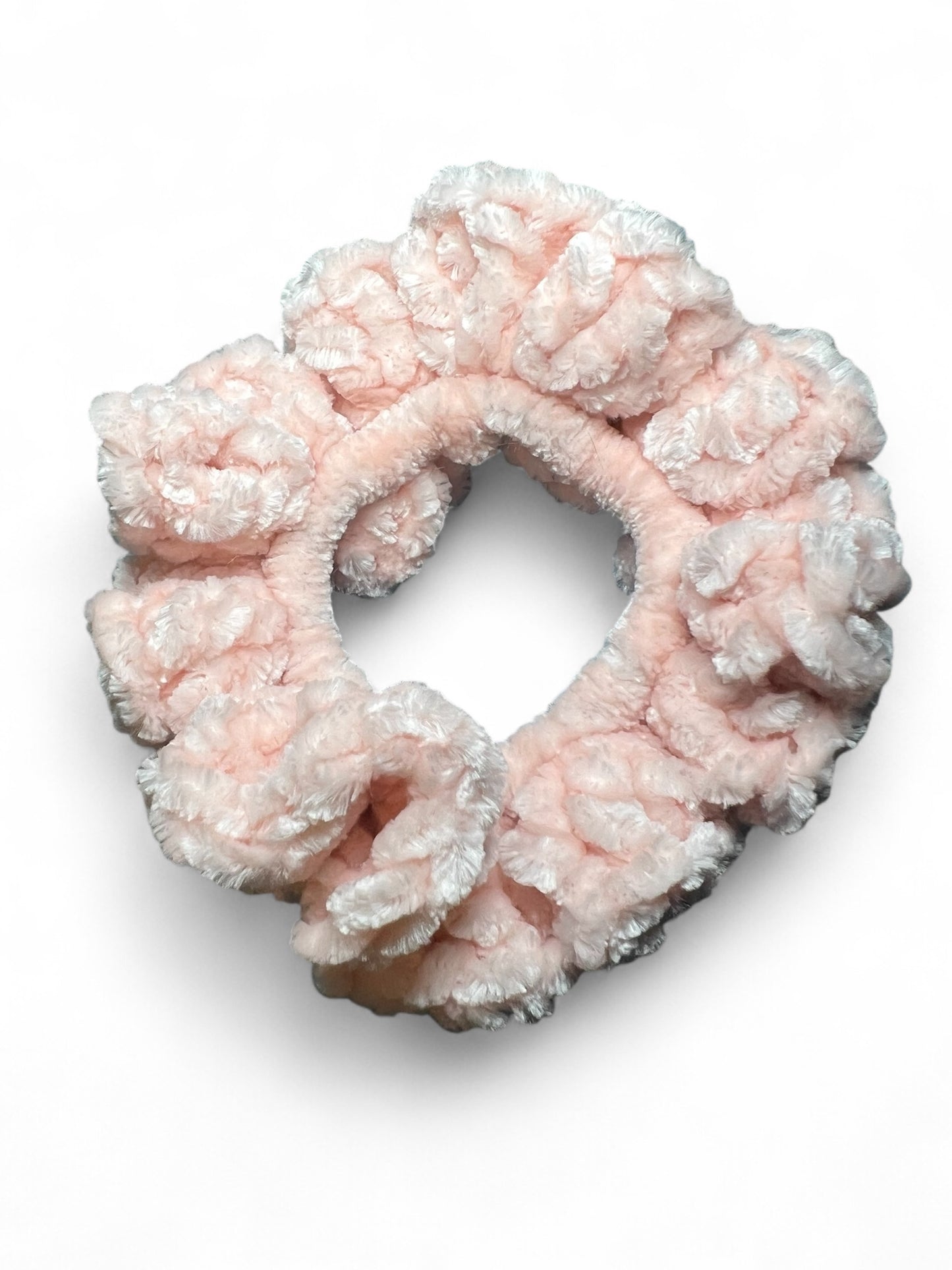 Crocheted Velvet Scrunches Blush Pink