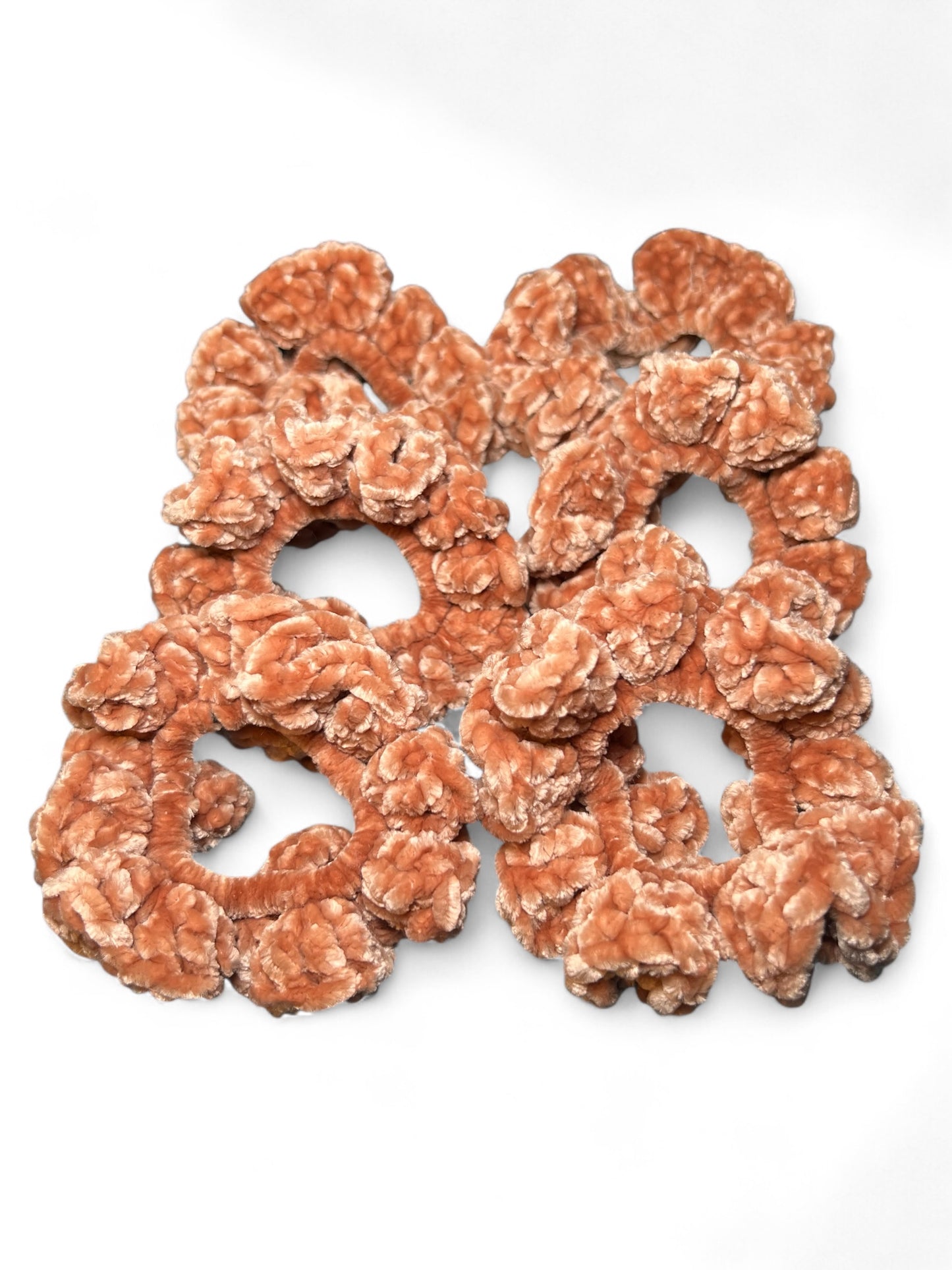 Crocheted Velvet scrunches Chestnut