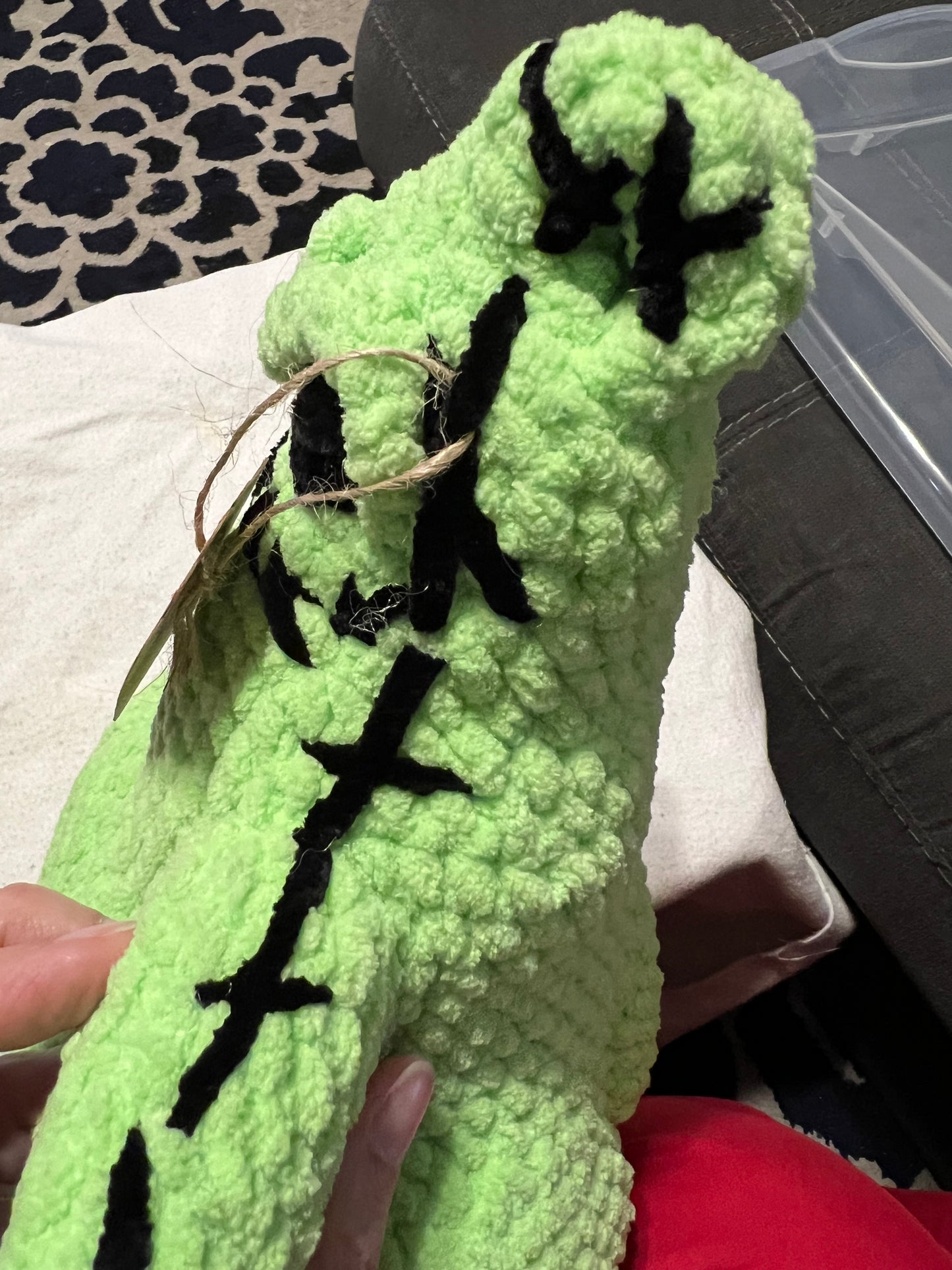 Cheeky Oogie Boogie Crochet Plush – Mint Green & Black (15”)