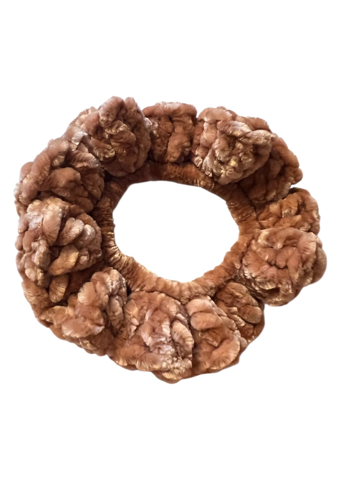 Crocheted Velvet scrunches Chestnut