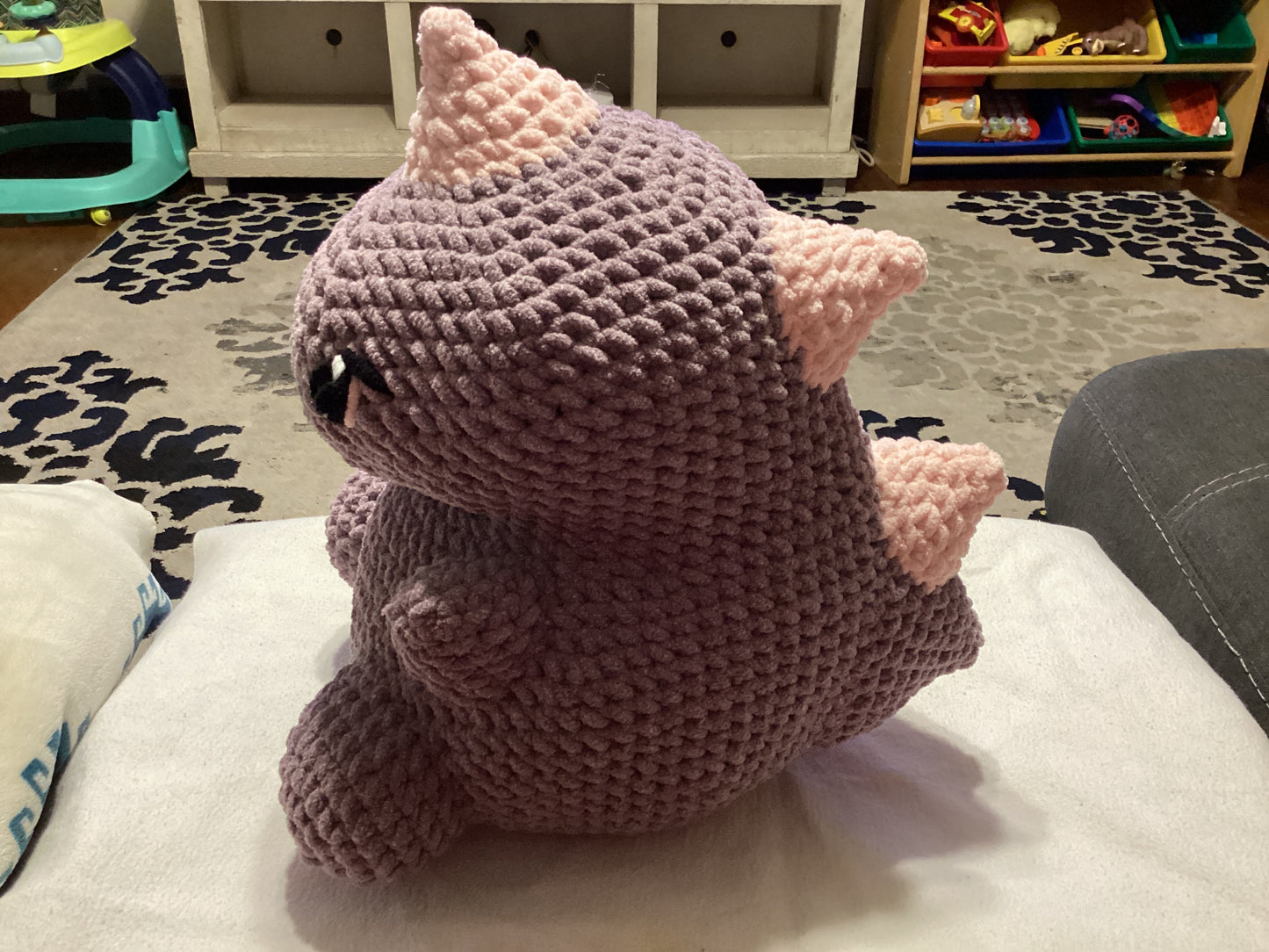 Chubby Plush Crochet Dinos – Handmade with Plush Yarn (15”)