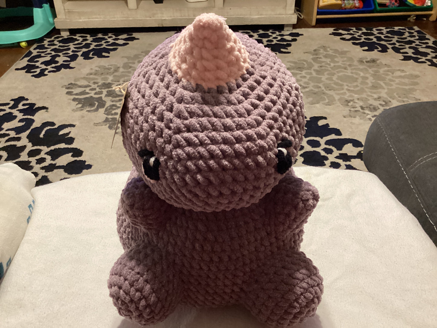 Chubby Plush Crochet Dinos – Handmade with Plush Yarn (15”)