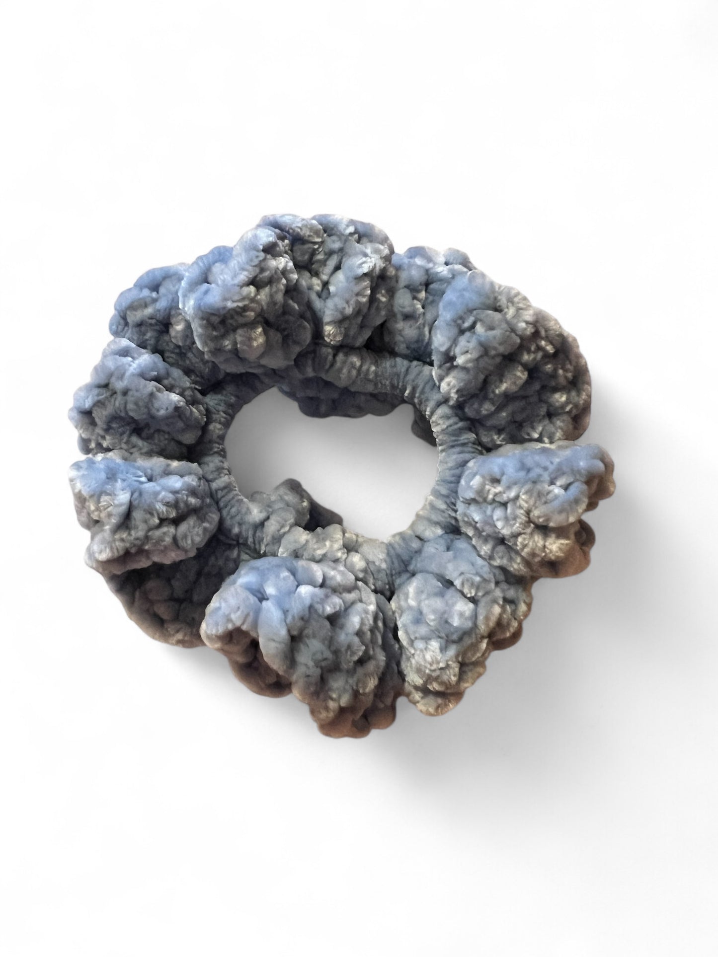 Crocheted Velvet Scrunches Sky Blue