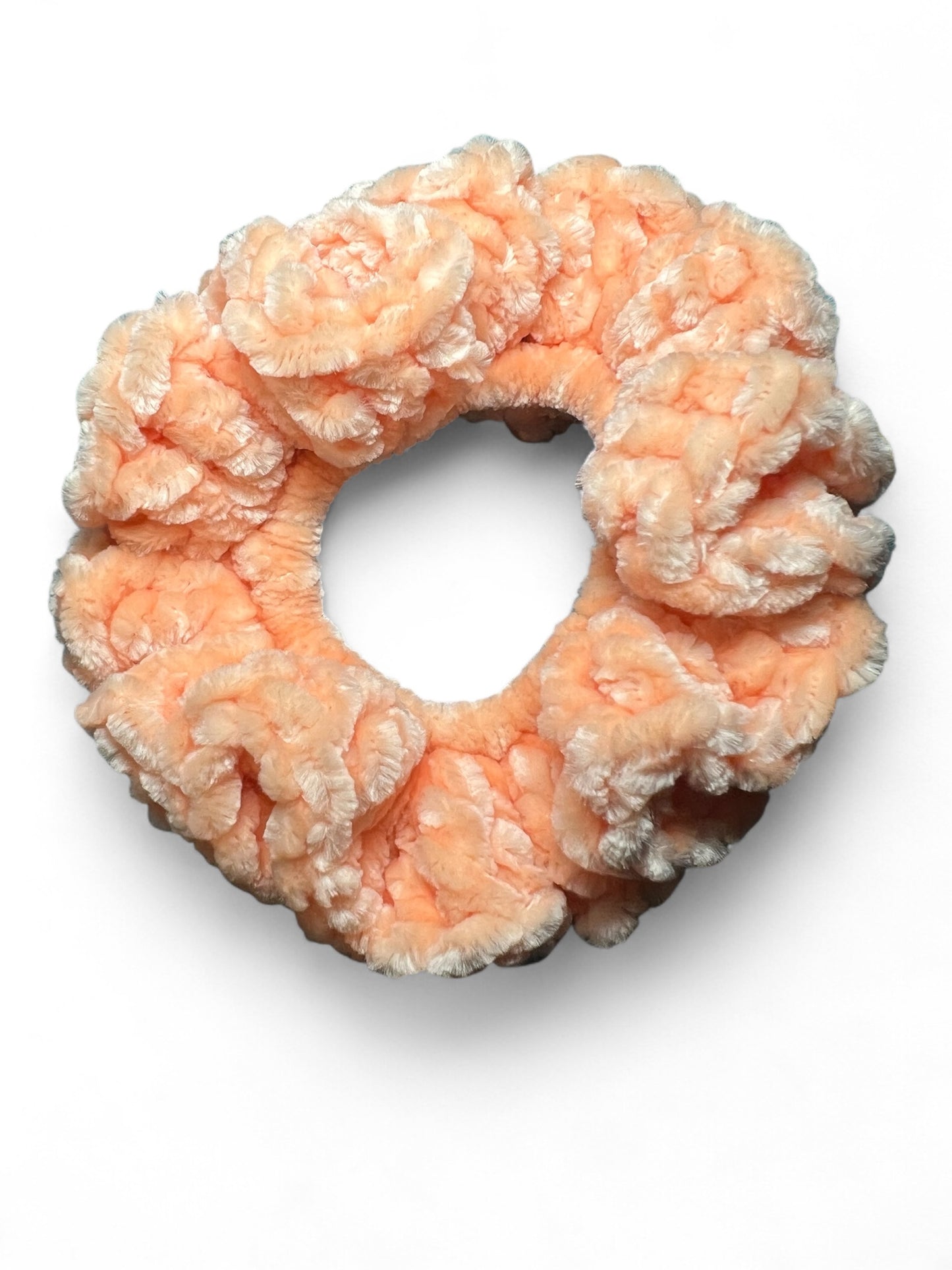 Crocheted Velvet Scrunchy Peach Fizz