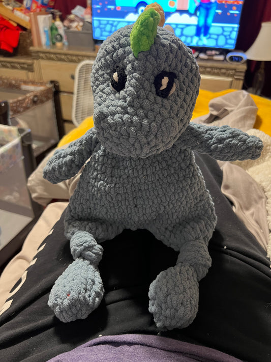 Dino Snuggler – Light Blue with Colorful Spikes