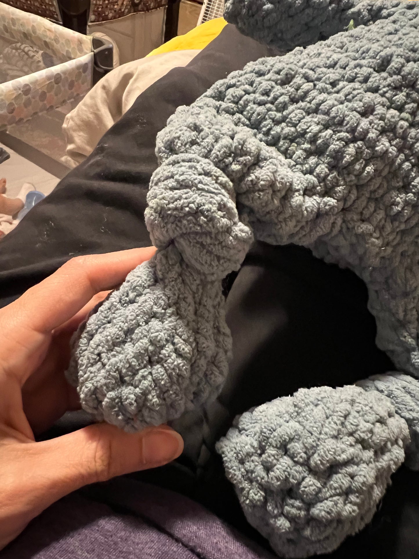 Dino Snuggler – Light Blue with Colorful Spikes